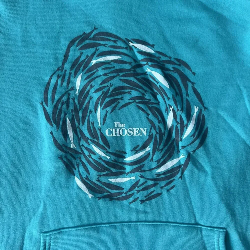 Against the Current - The Chosen LS Athletic Teal Hooded Sweatshirt sz Medium - Picture 3 of 6